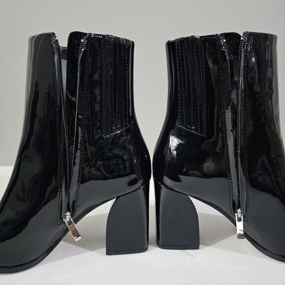 NEW Paige Farah Ankle Boot Womens 9.5 Black Patent Leather Square Toe Block Heel - Picture 4 of 15